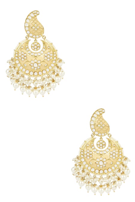 Auraa Trends Gold Plated Kundan Chandbalis