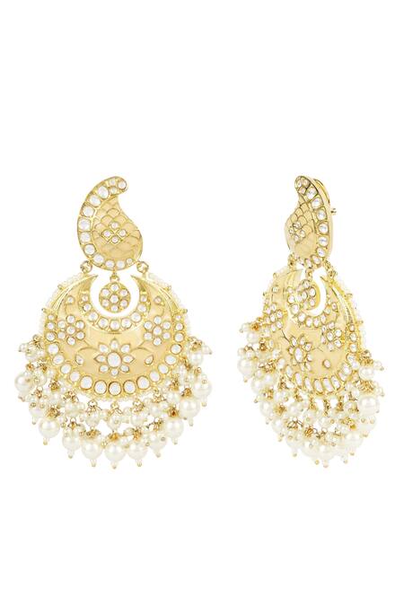 Auraa Trends_Gold Plated Stone, Kundan, Beads Chandbalis_Online_at_Aza_Fashions