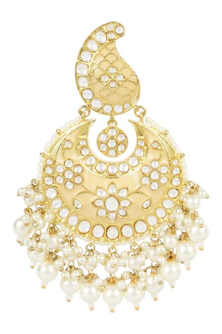 Shop_Auraa Trends_Gold Plated Stone, Kundan, Beads Chandbalis_Online_at_Aza_Fashions