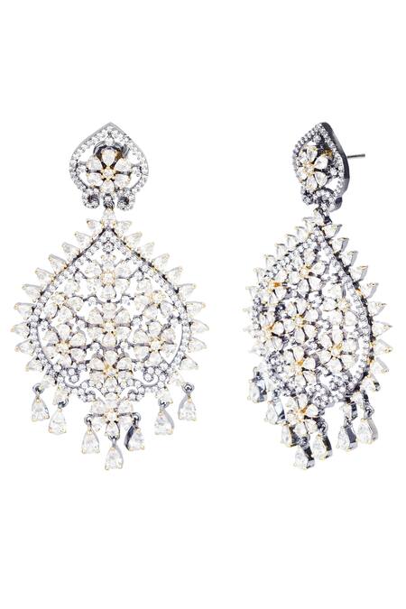 Auraa Trends_Silver Plated Crystals Danglers_Online_at_Aza_Fashions