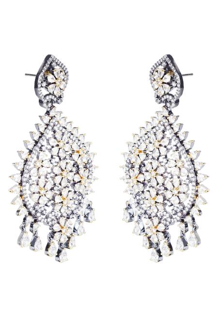 Buy_Auraa Trends_Silver Plated Crystals Danglers_Online_at_Aza_Fashions
