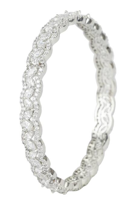 Auraa Trends_Silver Plated Crystals Bangle Set _Online_at_Aza_Fashions