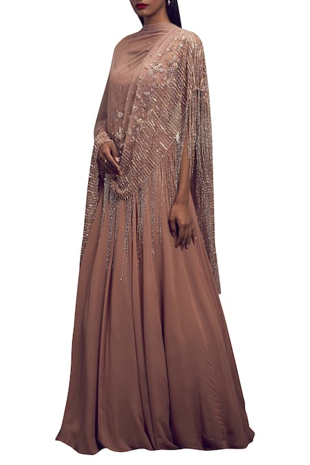 Shloka Khialani Pink Net, Crepe, Georgette Halter Neck Embellished Lehenga Set Online at Aza Fashions Shloka Khialani_Pink Net, Crepe, Georgette Halter Neck Embellished Lehenga Set _Online_at_Aza_Fashions