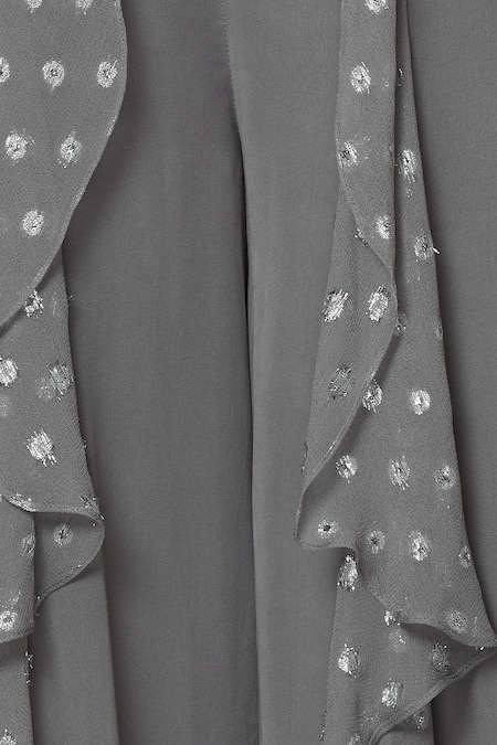 Silky Bindra Grey Crepe, Shantoon Square Neckline Embroidered Gharara Set at Aza Fashions Silky Bindra_Grey Crepe, Shantoon Square Neckline Embroidered Gharara Set _at_Aza_Fashions