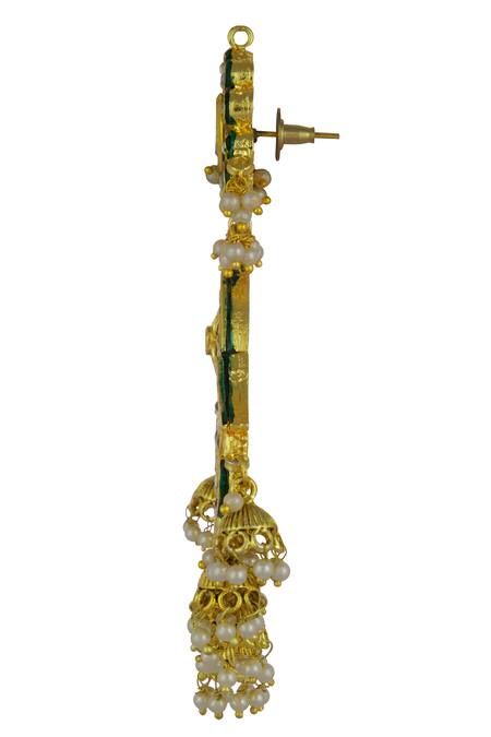 Buy_Just Shradhas_Gold Plated Beads, Diamonds Kundan Danglers _Online_at_Aza_Fashions