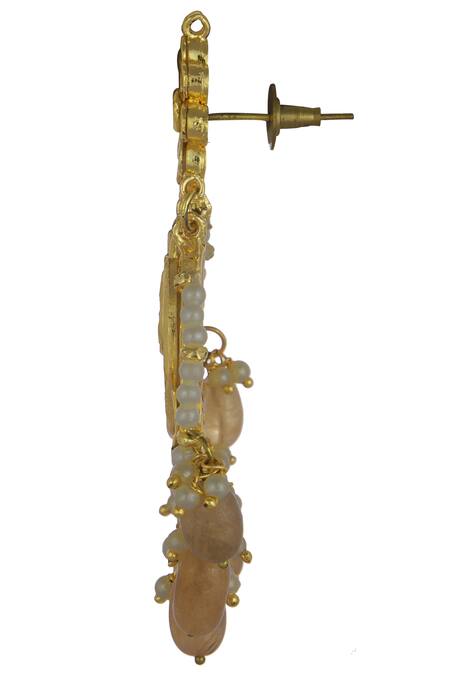 Shop_Just Shradhas_Gold Plated Beads, Stones Kundan Chandbalis _Online_at_Aza_Fashions