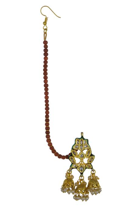 Buy Just Shradhas Gold Plated Beads Kundan Earrings Online at Aza Fashions Buy_Just Shradhas_Gold Plated Beads Kundan Earrings _Online_at_Aza_Fashions