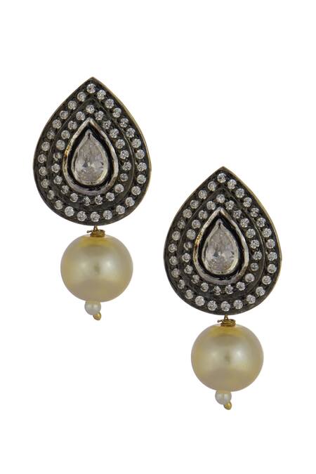 Shop Just Shradhas Gold Plated Crystal Drop Studs at Aza Fashions Shop_Just Shradhas_Gold Plated Crystal Drop Studs_at_Aza_Fashions