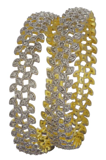 Shop Just Shradhas Gold Plated Crystals Bangle Set Online at Aza Fashions Shop_Just Shradhas_Gold Plated Crystals Bangle Set_Online_at_Aza_Fashions