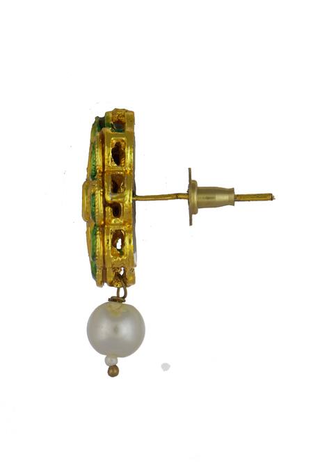 Just Shradhas_Gold Plated Pearls Bead Choker Set _at_Aza_Fashions