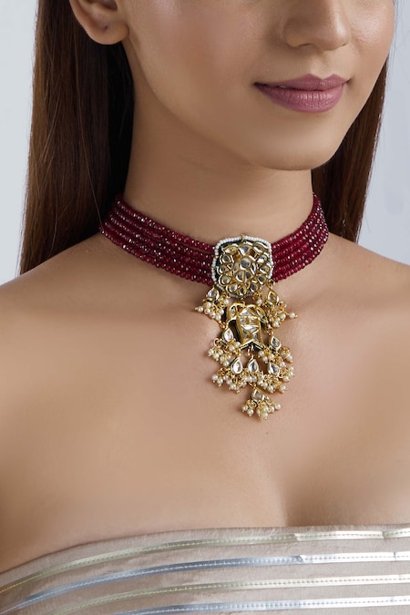 Just Shradha's Gold Plated Kundan Bead Choker