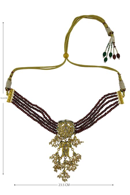 Just Shradhas_Gold Plated Bead Choker _Online_at_Aza_Fashions