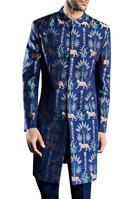 Anita Dongre_Blue Durjit Sherwani_Online_at_Aza_Fashions