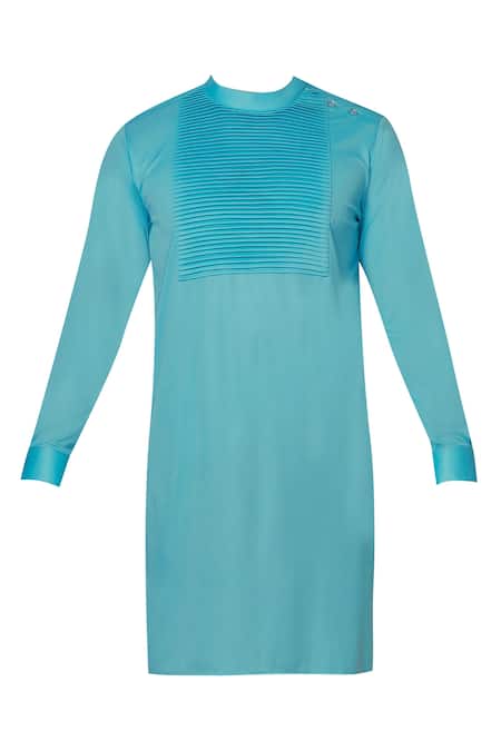 Shop_Sol By Piyush Dedhia_Blue Herringbone Embroidered Jacket Kurta Set  _Online_at_Aza_Fashions