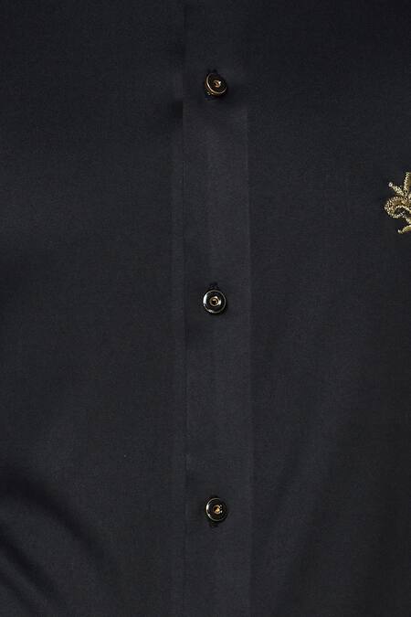 Sol By Piyush Dedhia_Black Polyester Knit Embroidered Kurta Set  _at_Aza_Fashions