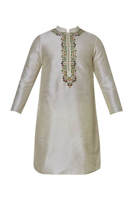 Shop_Sol By Piyush Dedhia_Cream Twill Embroidered Kurta Set  _Online_at_Aza_Fashions