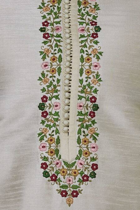 Sol By Piyush Dedhia_Cream Twill Embroidered Kurta Set  _at_Aza_Fashions