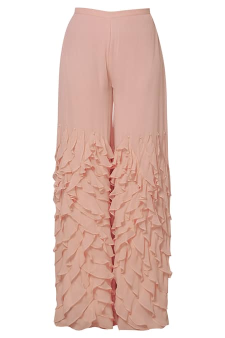 Shop Arpan Vohra Peach Georgette Round Embellished Kurta And Pant Set Online at Aza Fashions Shop_Arpan Vohra_Peach Georgette Round Embellished Kurta And Pant Set_Online_at_Aza_Fashions