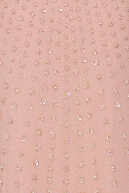 Arpan Vohra Peach Georgette Round Embellished Kurta And Pant Set at Aza Fashions Arpan Vohra_Peach Georgette Round Embellished Kurta And Pant Set_at_Aza_Fashions