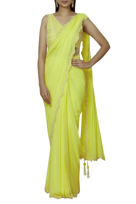 ARPAN VOHRA Embellished Pre-Draped Saree 