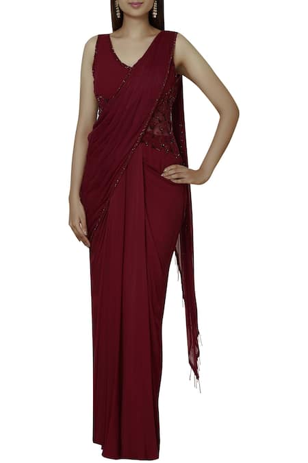 Arpan Vohra Embellished Pre-Draped Saree 