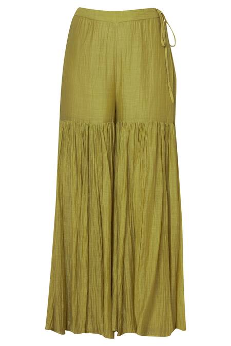 Shop Astha Narang Green Chanderi Silk Cotton Round Kurta Sharara Set Online at Aza Fashions Shop_Astha Narang_Green Chanderi Silk Cotton Round Kurta Sharara Set _Online_at_Aza_Fashions