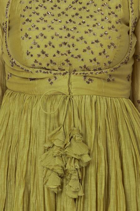 Astha Narang Green Chanderi Silk Cotton Round Kurta Sharara Set at Aza Fashions Astha Narang_Green Chanderi Silk Cotton Round Kurta Sharara Set _at_Aza_Fashions