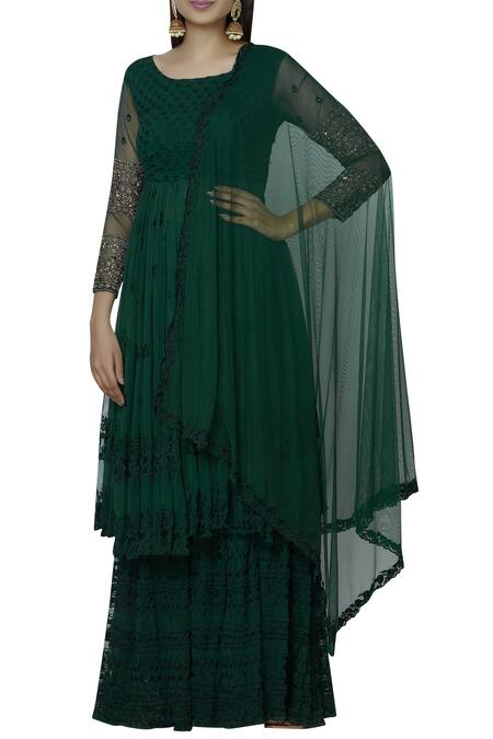 Buy Astha Narang Green Net Round Embroidered Kurta Sharara Set Online at Aza Fashions Buy_Astha Narang_Green Net Round Embroidered Kurta Sharara Set _Online_at_Aza_Fashions