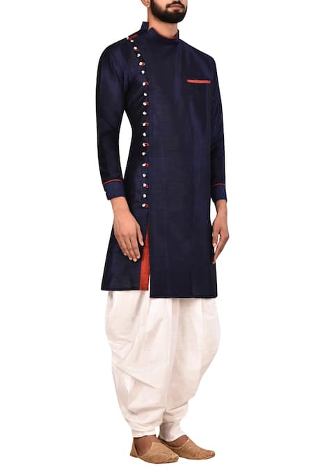 Arihant Rai Sinha_Blue Silk, Cotton Kurta Pant Set _Online_at_Aza_Fashions