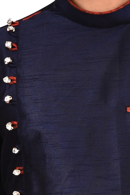 Arihant Rai Sinha_Blue Silk, Cotton Kurta Pant Set _at_Aza_Fashions