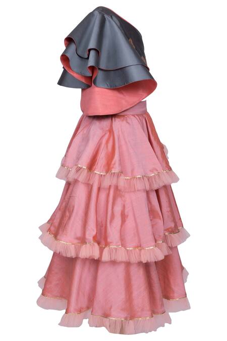 Kids Lane Grey Silk Embroidered Top With Skirt Online at Aza Fashions Kids Lane_Grey Silk Embroidered Top With Skirt _Online_at_Aza_Fashions