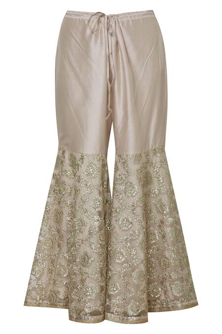 Shop Aditi Beriwala Peach Dupion Silk Notched Embroidered Kurta Sharara Set Online at Aza Fashions Shop_Aditi Beriwala_Peach Dupion Silk Notched Embroidered Kurta Sharara Set_Online_at_Aza_Fashions