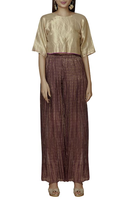 Buy Chic Attire Women's Cotton Solid Palazzo Pants Color Brown Size L at  Amazon.in