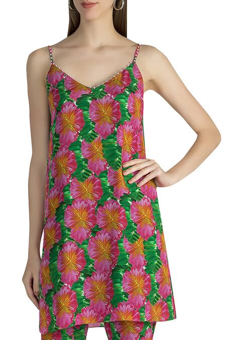 Buy_Masaba_Pink Crepe Printed Kurta Sharara Set_Online_at_Aza_Fashions