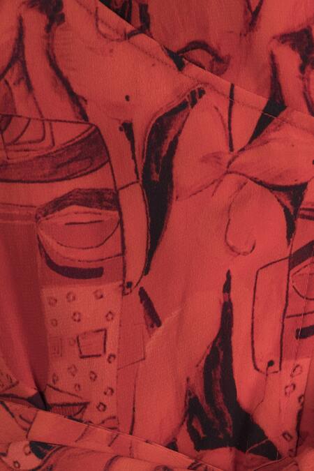 Buy_Masaba_Red Crepe Printed Pant Set_Online_at_Aza_Fashions