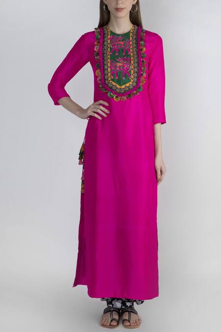 Masaba Pink Silk Embroidered Kurta Set