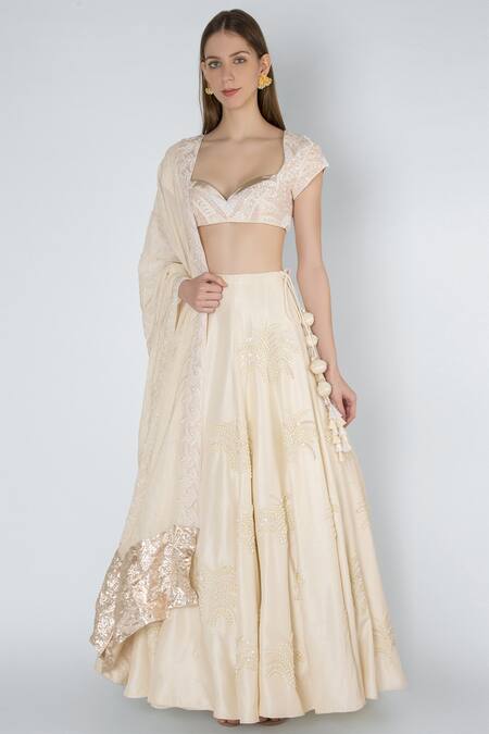 Masaba Off White Silk Embroidered Lehenga Set Online at Aza Fashions Masaba_Off White Silk Embroidered Lehenga Set_Online_at_Aza_Fashions