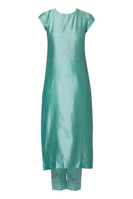 Buy_Rachana Ved_Blue Silk Printed Jacket Kurta Set_Online_at_Aza_Fashions