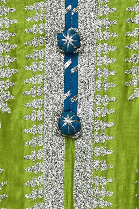 Simar Dugal_Blue Chanderi Round Kurta Gharara Set  _at_Aza_Fashions