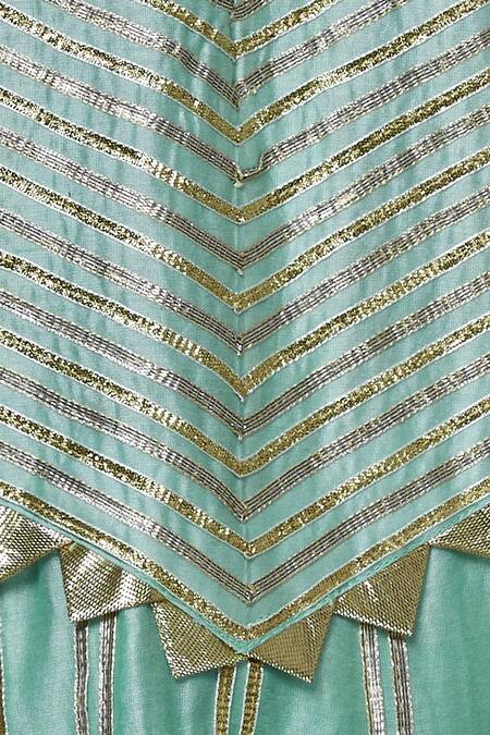 Simar Dugal_Green Chanderi Round Anarkali Set  _at_Aza_Fashions