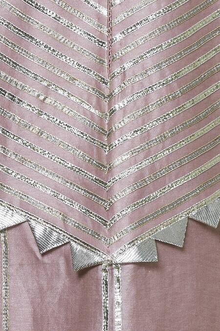 Simar Dugal_Pink Chanderi Round Kurta Set  _at_Aza_Fashions