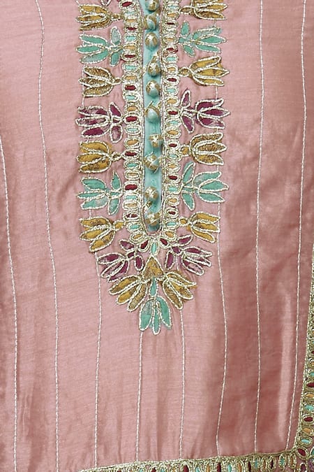 Simar Dugal Pink Chanderi Round Kurta Sharara Set at Aza Fashions Simar Dugal_Pink Chanderi Round Kurta Sharara Set _at_Aza_Fashions