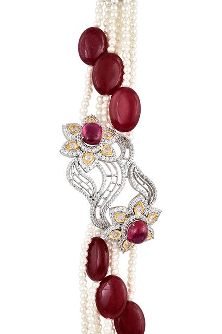 Tsara_Red Stone Crystal Bracelet_Online_at_Aza_Fashions