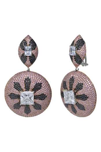 Tsara_Black Crystals Swarovski Drop Earrings_Online_at_Aza_Fashions