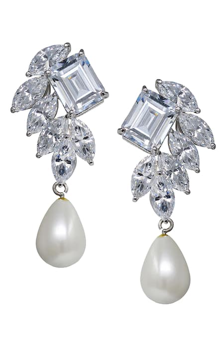 Tsara White Crystals Drop Earrings