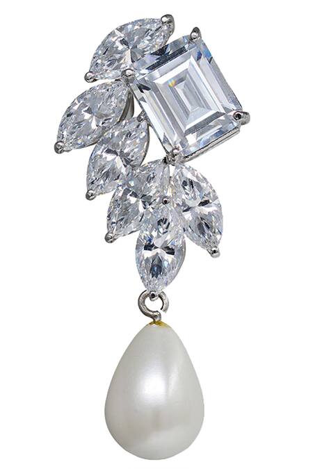 Shop_Tsara_White Crystals Drop Earrings_Online_at_Aza_Fashions