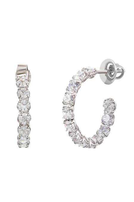 Tsara_Silver Plated Crystal Hoops_Online_at_Aza_Fashions