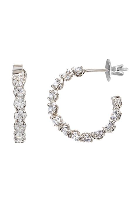 Buy_Tsara_Silver Plated Crystal Hoops_Online_at_Aza_Fashions