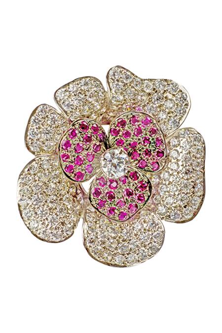 Shop_Tsara_Silver Plated Crystal Floral Studs_Online_at_Aza_Fashions