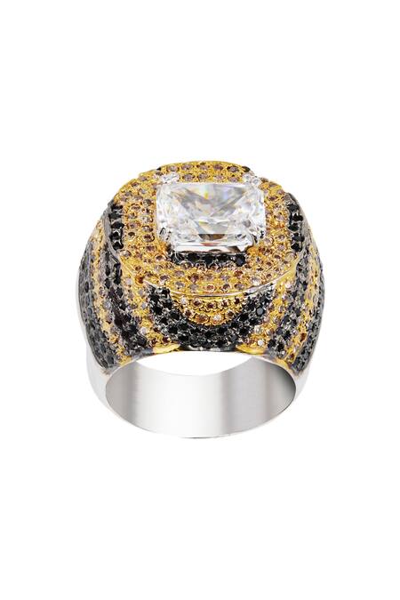 Tsara_Black Crystal Ring_Online_at_Aza_Fashions